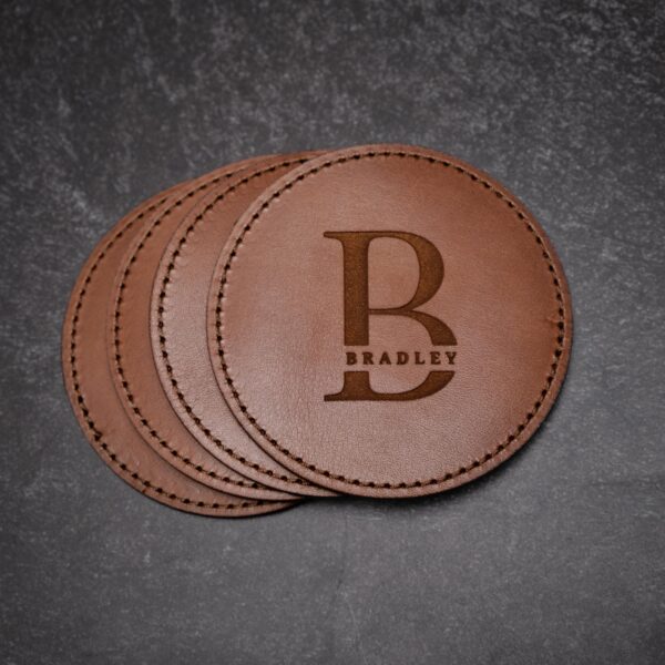 Personalised engraved Leather Coasters