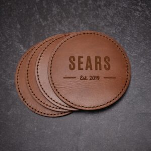 Personalised engraved Leather Coasters