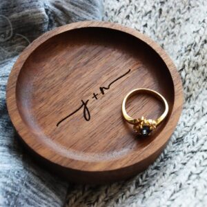 Personalised wood ring tray