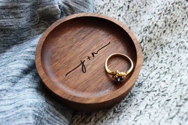 Personalised wood ring tray