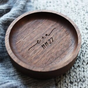 Personalised wood ring tray