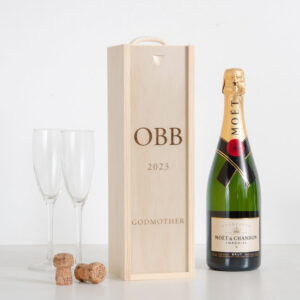 Personalised wood wine bottle box