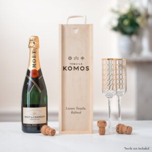 corporate wooden wine bottle box personalised