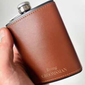 personalised leather hip flask